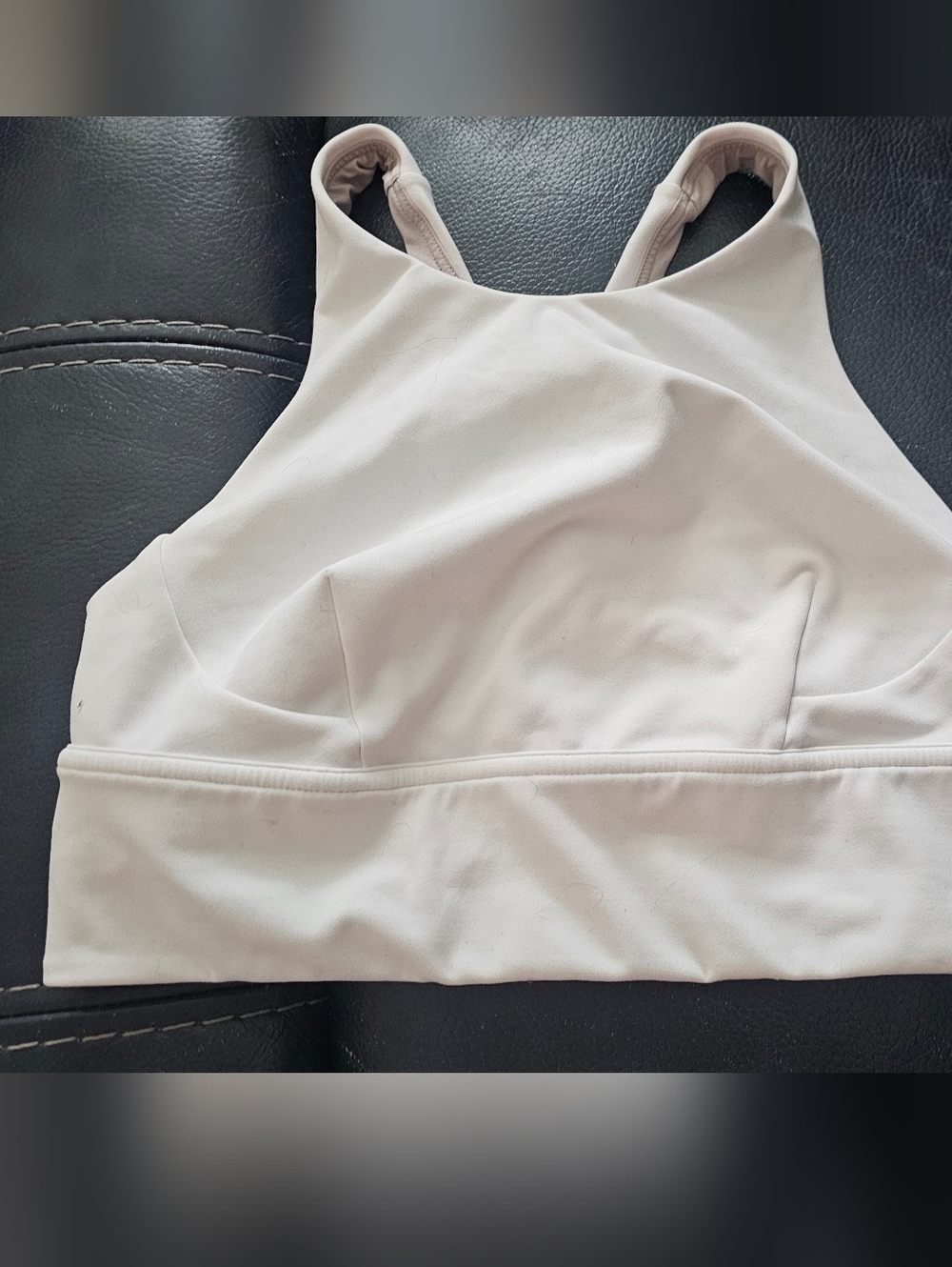 lululemon athletica High-Neck Racerback Crop Top in Light Beige